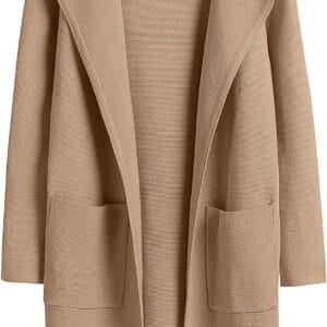 ANRABESS Women’s Open Front Knit Cardigan Long Sleeve Lapel Casual Solid Classy Sweater Jacket at Amazon Women’s Clothing store