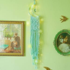 Octfam Green Moon Dream Catcher, Moon Dream Catcher, Room Decor, Home Decor, Bohemian Dream Catcher, Gifts for Mom, Gifts for Girls, Gifts for Women, Wall Decor, Bedroom Decoration.