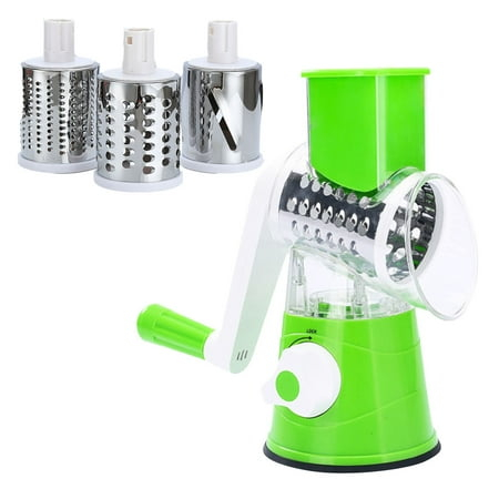 Wovilon Rotary Cheese Grater Cheese Shredder - Cambom Kitchen Manual Cheese Grater With Handle Vegetable Slicer Nuts Grinder 3 Replaceable Drum Blades And Strong Suction Base Free Cleaning Brush