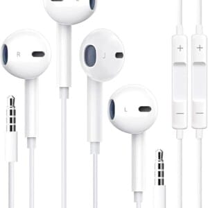 2 Packs Apple Wired Headphones Earbuds with Microphone,in-Ear Earphones Volume Control[Apple MFi Certified] Headphones Compatible with iPhone/ipad/Android/Computer and Other 3.5mm Jack Devices