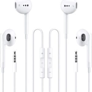 2 Packs Apple Wired Headphones Earbuds with Microphone,in-Ear Earphones Volume Control[Apple MFi Certified] Headphones Compatible with iPhone/ipad/Android/Computer and Other 3.5mm Jack Devices