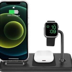 iPhone Charger Fast Charging Fuel – 4in1 Portable Wireless Charging Station w/Adapter, for iPhone 15 Pro Max/ 14 Pro Max/ 13/12 Apple Watch Series 9/8/7/6/Ultra 2 (Charger Included) & AirPods Pro/3/2