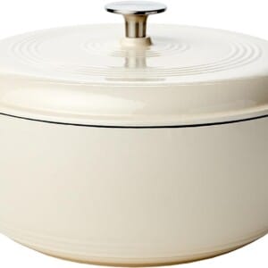Amazon Basics Enameled Cast Iron Covered Round Dutch Oven, 6-Quart, White