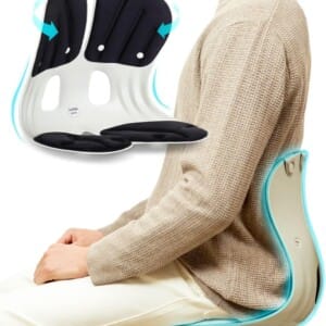 curble Chair [Adult] Ergonomic Back and Lumbar Support for Good Posture Correction and Back Pain Relief, Perfect for Office, Floor Seat, and Work from Home, Patented (Black)