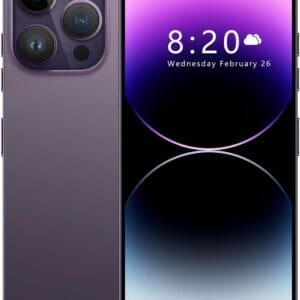Huness I14 Pro MAX Smartphone Unlocked Cell Phone, Battery 6800mAh 6.82″ HD Screen Unlocked Phones, 6+256GB Android 13 with 128GB Memory Card, Dual SIM/Fingerprint Lock/Face ID/GPS (Purple)