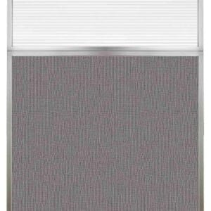 VERSARE Hush Screen Portable Divider | Clear Fluted Windows | Freestanding Privacy Wall Partition | Office Workstation | 4′ Wide x 6′ Tall Slate Fabric Panels