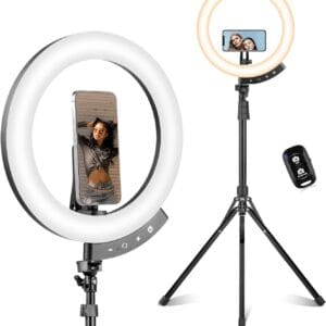 Sensyne Newest 12″ Ring Light with 62″ Tripod Stand, LED Selfie Circle Light with Strong Magnectic Phone Holder Compatible with Cellphones for Live Stream/Recording/Photography/YouTube/TikTok