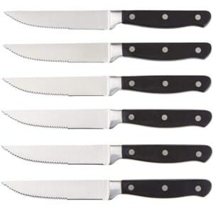 Amazon Basics 8-Piece Kitchen Steak Knife Set, Black
