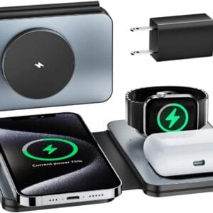 GVAVIY Wireless Charger for iPhone,iWatch Charger,3 in 1 Wireless Charging Station Compatible with iPhone15/14/13/12,Compatible with iWatch and AirPods, Suitable for Travel, Home, Office