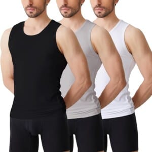 BAMBOO COOL Men’s Undershirts Bamboo royon Tank Tops Ultra Soft Performance Moisture-Wicking Crewneck Basic Shirt,3 Pack