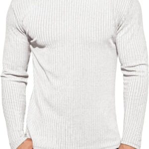 Ekouaer Men’s Long Sleeve Shirts Ribbed Pullover Sweater Sim Fit Thermal Tops Crew Neck Stretchy Undershirts S-XXL