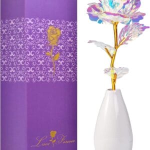 Valentines Day Gifts for Her Girlfriend, Birthday Gifts for Women Flowers, Gifts for Mom Wife Grandma, Mothers Day Mom Gifts, Womens Gifts for Christmas, Artificial Rose Flower w/ Vase Anniversary