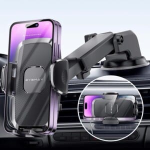 Eyemay 2024 Upgraded Car Phone Holder Mount – [ Bumpy Roads Friendly ] Phone Mount for Car Dashboard Windshield Air Vent 3 in 1, Hand Free Mount for iPhone 14 13 12 Pro Max Samsung All Cell Phones