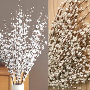 Wootkey 5 Pcs 30″ Long Jasmine Artificial Flowers Fake Flower Dry Branches for Christmas New Year Home Office  Wedding Party Vase Decoration (White)