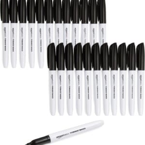Amazon Basics Fine Point Tip Permanent Markers, Black, 24-Pack  Office Products