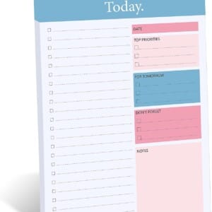 To Do List Notepad – Daily Planner Notepad Undated 52 Sheets Tear Off, 6.5″ x 9.8″ Checklist Productivity Organizer with Hourly Schedule for Tasks