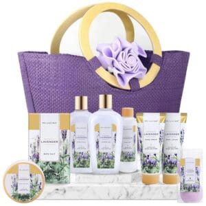 Spa Luxetique Gift Baskets for Women, Spa Gifts for Women – 10pcs Lavender Bath Gifts with Bath Bomb, Body Lotion, Bubble Bath, Relaxing Spa Baskets for Women Gift, Christmas, Birthday Gifts for Women
