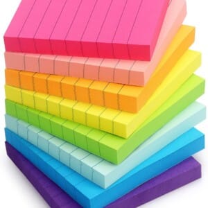8 Pads Lined Sticky Notes 3×3 Sticky Notes with Lines Self-Stick Note Pads 8 Bright Multi Colors, 85 Sheets/Pad