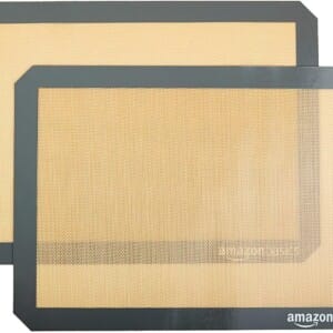 Amazon Basics Silicone, Non-Stick, Food Safe Baking Mat, Pack of 2, New Beige/Gray, Rectangular, 16.5″ x 11.6″