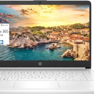 HP Newest 14″ HD Light Thin Laptop Student Business, Quad-Core Intel N4120, 16GB RAM, 320GB (64GB eMMC+ 256GB SD), Webcam, Wi-Fi, Long Battery, Windows 11S + 1 Year Office 365, White+MarxsolAccessory