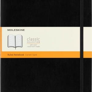 Moleskine Classic Notebook, Soft Cover, XL (7.5″ x 9.5″) Ruled/Lined, Black, 192 Pages