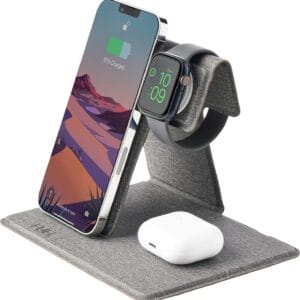iPhone Charger – Fuel – Foldable 3-in-1 Wireless Charging Station w/ 45W Wall Charger -Portable Fast Charger For iPhone 15 Pro Max/ 14 Pro Max/ 13/ iWatch 9/8/7/6/SE (Charger Included) AirPods Pro/3/2