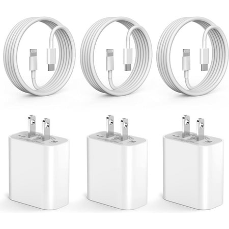 iPhone Fast Charger, 3 Pack [Apple MFi Certified] PD 20W Type C Fast Charger Block with 6FT USB C to Lightning Fast Charging Data Sync Cable Compatible for iPhone 14 13 12 11 Pro Max XS XR X 8 iPad