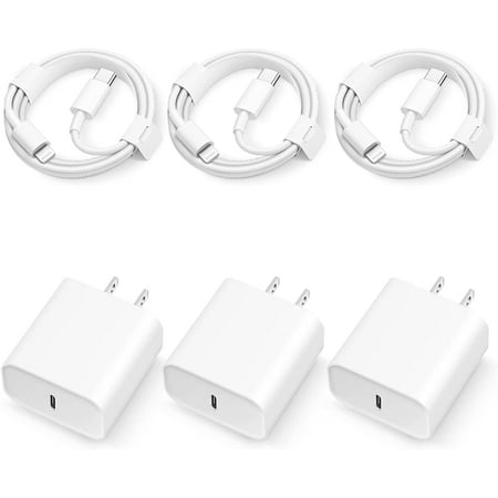 iPhone Fast Charger, 3 Pack [Apple MFi Certified] PD 20W Type C Fast Charger Block with 6FT USB C to Lightning Fast Charging Data Sync Cable Compatible for iPhone 14 13 12 11 Pro Max XS XR X 8 iPad