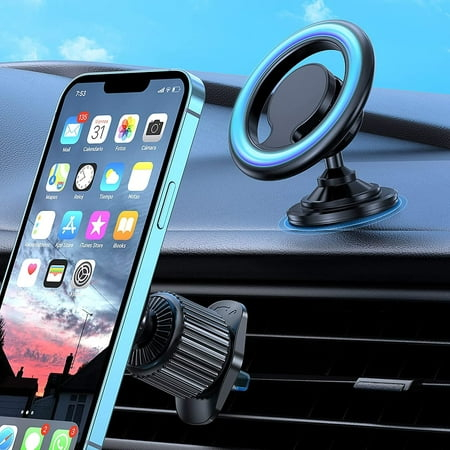 UBeesize Magnetic Car Mount RE32with 44 Powerful Magnets and 2 Bases Magnetic Phone Holder for CariPhone Car Holder Fit for iPhone 14 13 12 Pro Max Plus Mini MagSafe Cases and All Phones