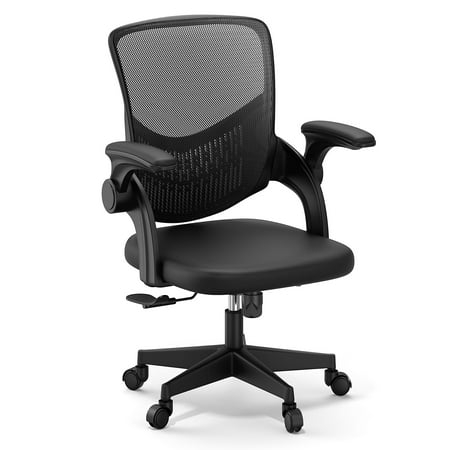 Upgraded Mesh Office Chair - Ergonomic Computer Chair with Flip-up Arms and Lumbar Support - Height Adjustable Home Office Desk Chairs Black