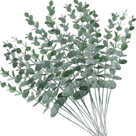 12/24/48/60pcs Faux Eucalyptus Stems Flowers Artificial Eucalyptus Greenery Stem Fake Eucalyptus Leaves Branches Decoration for Wedding Home Office Centerpieces Vase Décor