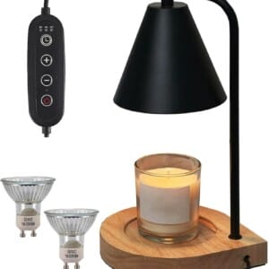 YODEWA Candle Warmer Lamp with Timer and Dimmer Wood Base, Modern Black Electric Candle Lamps Warmer for Jar Candles, Valentines Day Gifts for Daughter/Mom/Women – Black