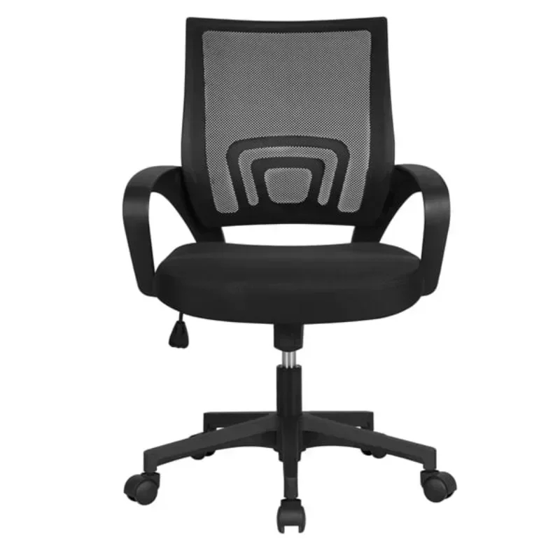 Adjustable Mid Back Mesh Swivel Office Chair with Armrests, Black