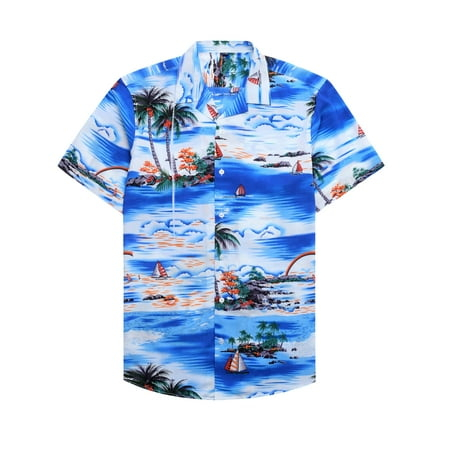 Alimens & Gentle Hawaiian Shirts for Men Short Sleeve Beach Vacation Party Aloha Shirt