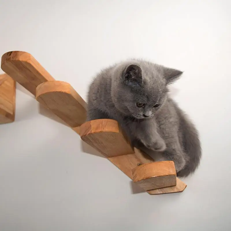 Cat Wall Climber 4 Steps Wood Cat Climbing Shelf Cat Steps Cat Ladder Wooden Cat Stairway Wall Mounted Climber Set For Playful