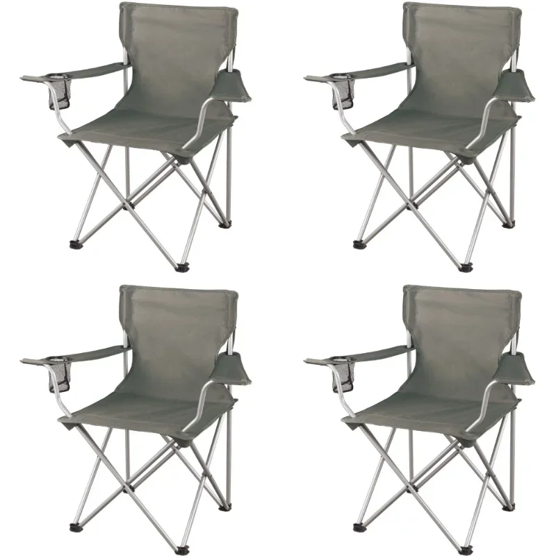 Classic Folding Camp Chairs, with Mesh Cup Holder,Set of 4, 32.10 x 19.10 x 32.10 Inches