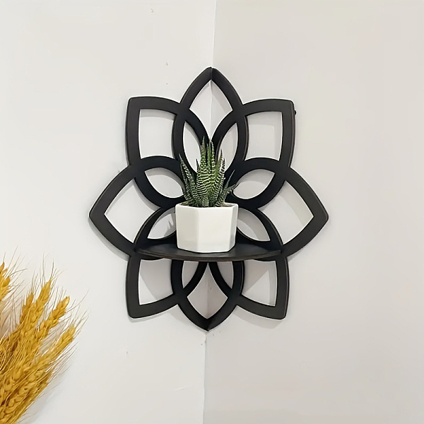 Wooden Wall Corner Storage Rack