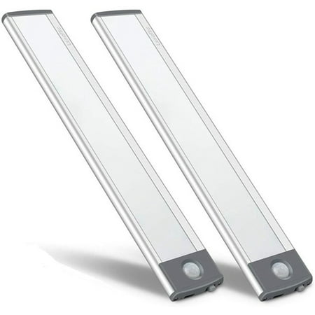 LED Motion Sensor Cabinet Light,Under Counter Closet Lighting, Wireless USB Rechargeable Kitchen Night Lights,30-LED Battery Powered Light,Uniform Light for Wardrobe-2Pack
