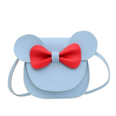 Aunavey Little Mouse Ear Bow Crossbody Purse,PU Shoulder Handbag for Kids Girls Toddlers