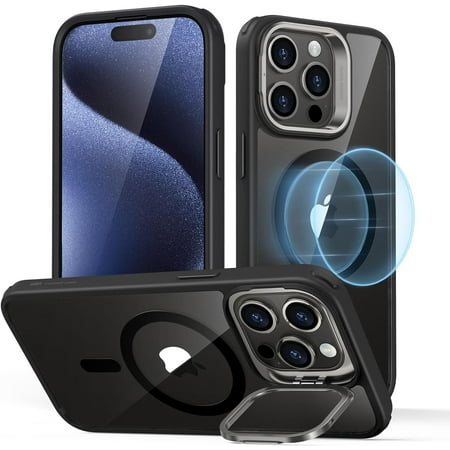 ESR for iPhone 15 Pro Max Case, MagSafe with Stash Stand (HaloLock), Military-Grade Protection, Black