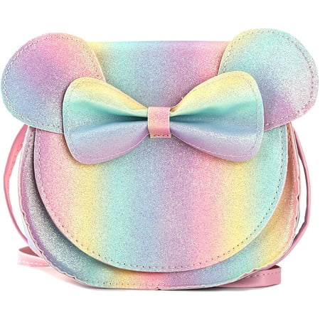 YOUI-GIFTS Little Mouse Ear Bow Crossbody Purse,PU Shoulder Handbag for Kids Girls Toddlers