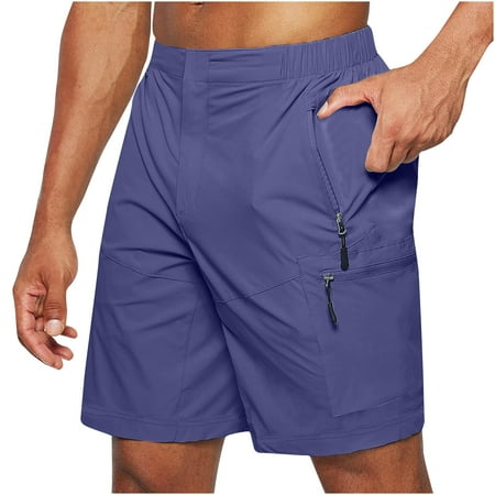 Mens Hiking Cargo Shorts with 5 Zipper Pockets Lightweight Multipocket 9 Inseam Stretch Elastic Waistband Quick Dry Hiking Shorts Camping Shorts Water Resistant Outdoor Fishing Athletic Shorts