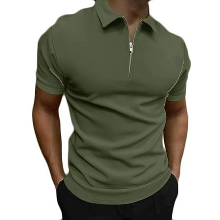 Quarter Zip Polo Shirts for Men Short Sleeve Golf Band Collar Summer T-Shirt Outdoor Sport Golf Tennis T-Shirts