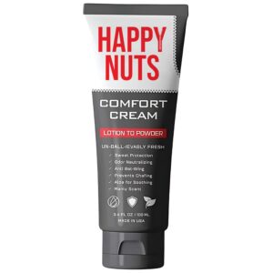 HAPPY NUTS Comfort Cream Deodorant For Men Anti-Chafing Sweat Defense, Odor Control, Aluminum-Free Mens Deodorant & Hygiene Products for Men’s Private Parts 3.4 oz.(1 Pack, Original)