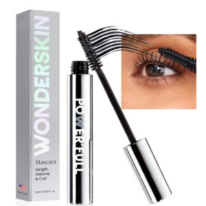 Wonderskin Mascara – Black Mascara for Volume, Length, and Curl – Lengthening, Volumizing Lash Mascara & Smudge Proof Eyelash Mascara  Beauty & Personal Care
