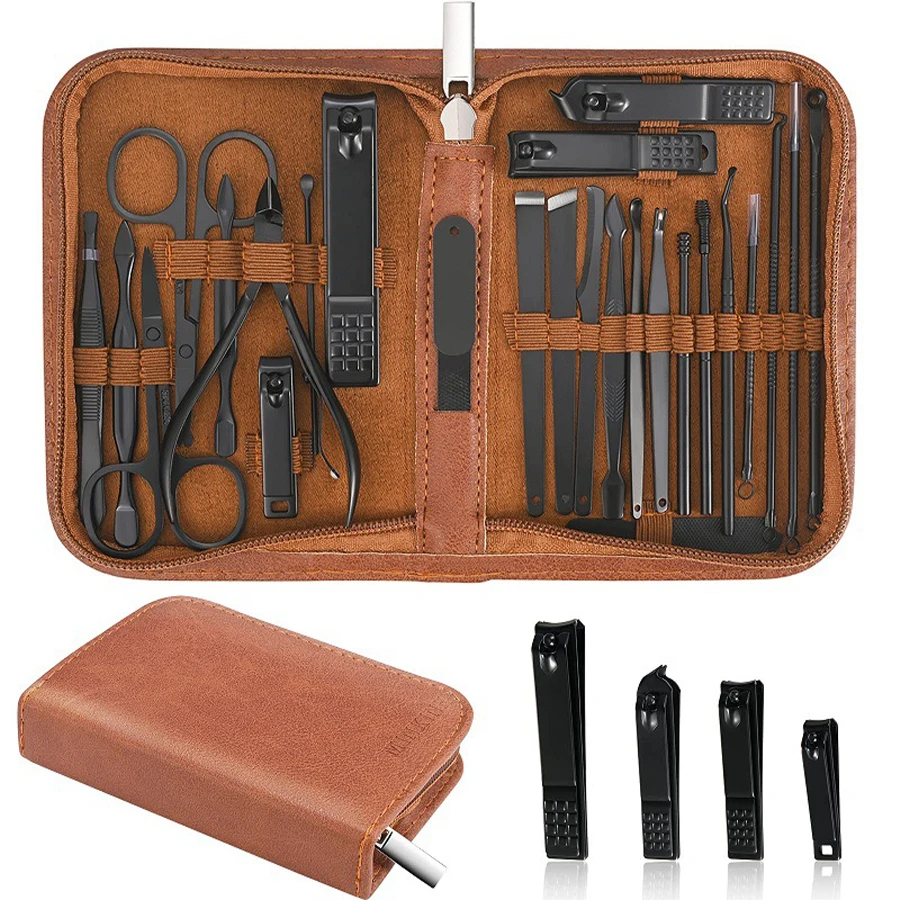 Stainless Steel Manicure Kit Manicure Set Professional Nail Clipper Kit-26 Pieces Nail Care Tools with Luxurious Travel Case