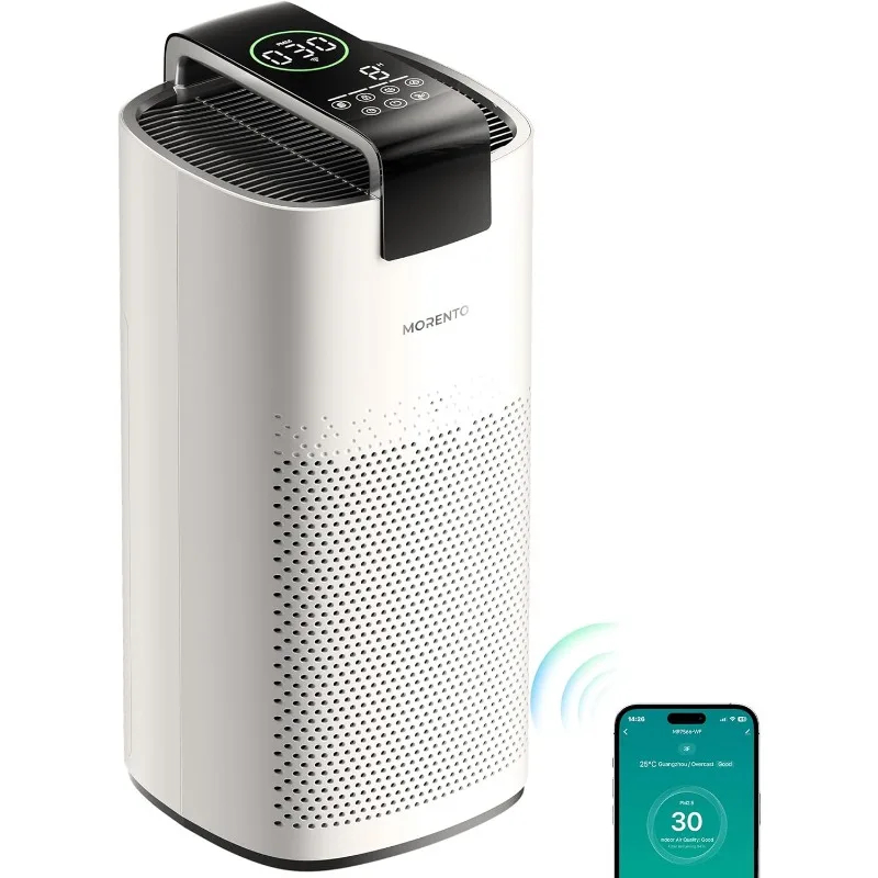 MORENTO Air Purifiers for Home Large Room Up to 2050 Ft² with PM 2.5 Air Quality Sensor, Smart WiFi and Sleep Mode