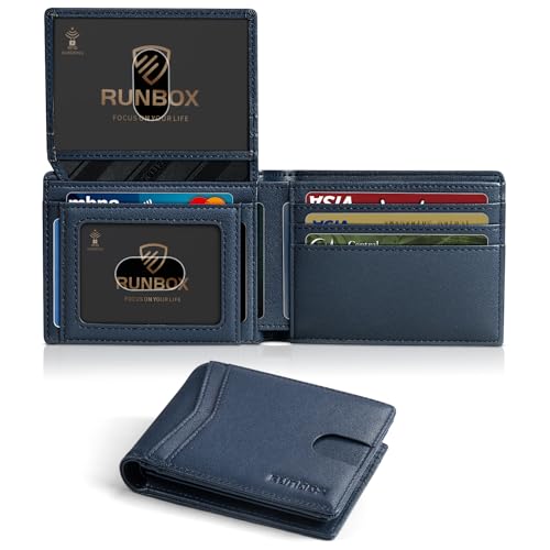 RUNBOX Men's Wallets 15 Card Holder Slim Rfid Leather 2 ID Window With Gift Box Men's Accessories