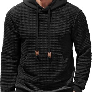 COOFANDY Mens Hoodies Sweatshirts Long Sleeve Fashion Waffle Knit Pullover Hoodie with Pocket