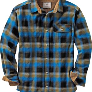 Legendary Whitetails Men’s Buck Camp Flannel, Long Sleeve Plaid Button Down Casual Shirt, Corduroy Cuffs